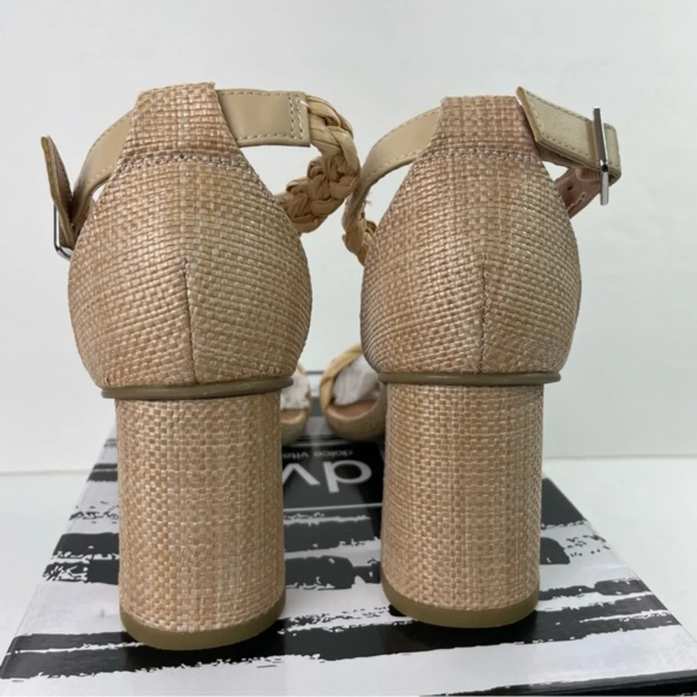 DV by Dolce Vita Hassa Heels‎ Natural Tan Braided Rattan Raffia Block Heel - Picture 10 of 14